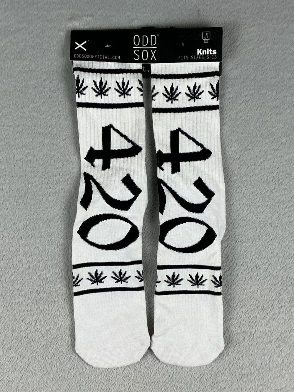 Odd Sox 420 White & Black Crew Socks Size 6-13.